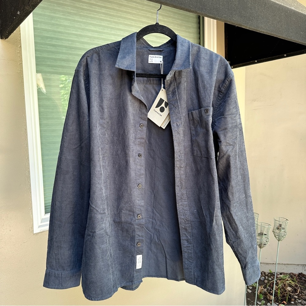 NWT FRANK AND OAK Navy Blue Men’s Corduroy Shirt Size Large